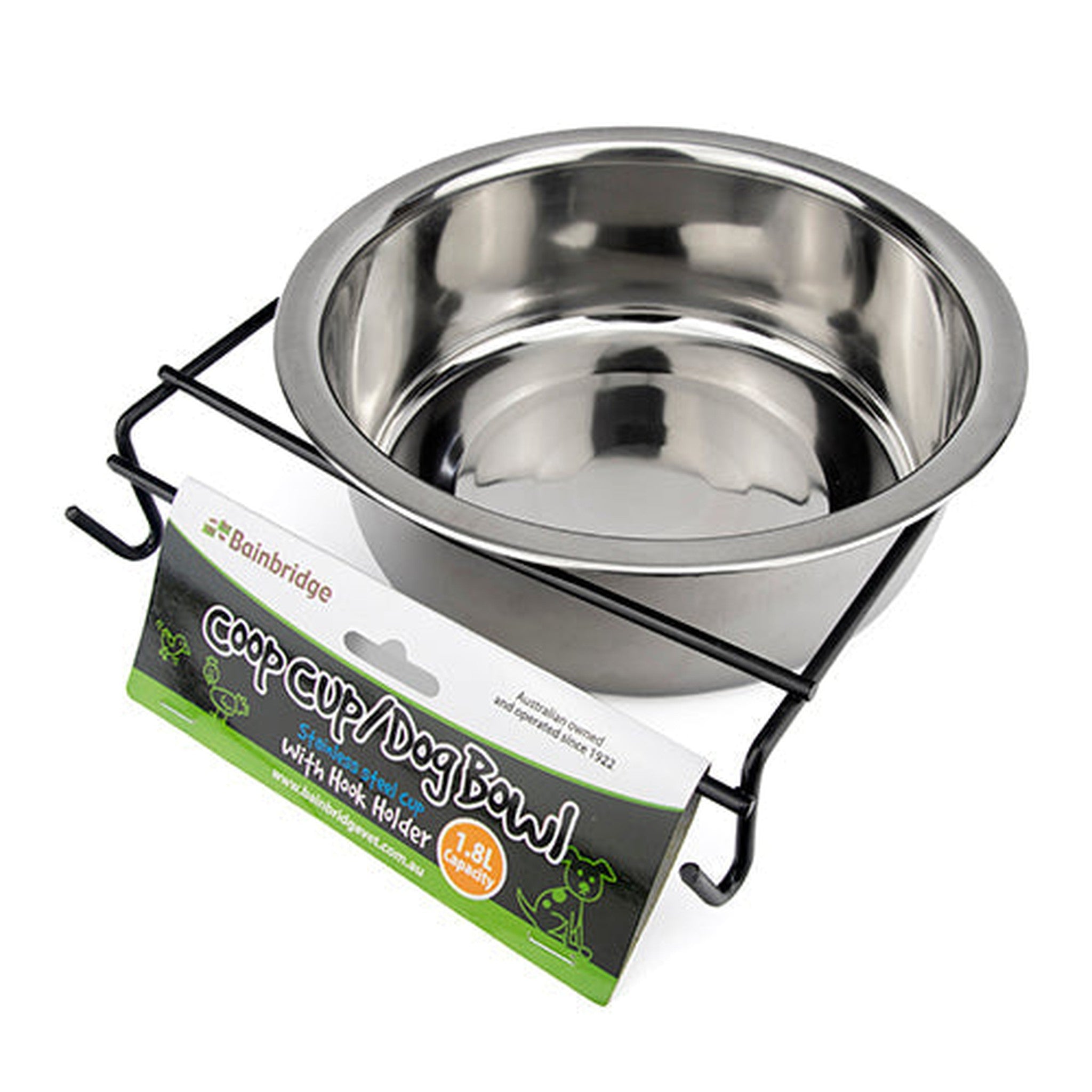 Dog Bowl with Hook Holder Animal Accessories Bainbridge Pty Ltd 1.8L