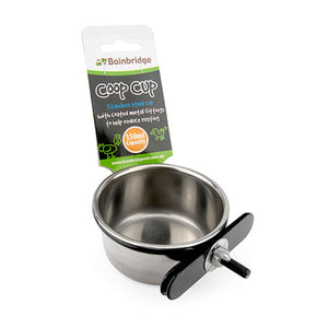 Coop Cup Stainless Steel with Clamp Holder Animal Accessories Bainbridge Pty Ltd 150ml