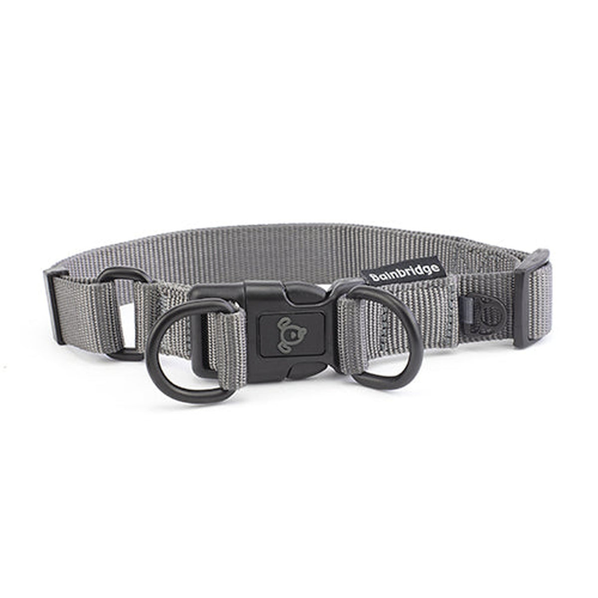 Nylon Double Ring Dog Collar Premium   Grey Animal Accessories Bainbridge Medium  
