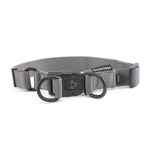 Nylon Double Ring Dog Collar Premium   Grey Animal Accessories Bainbridge Medium  
