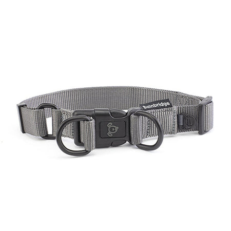 Nylon Double Ring Dog Collar Premium   Grey Animal Accessories Bainbridge Medium  