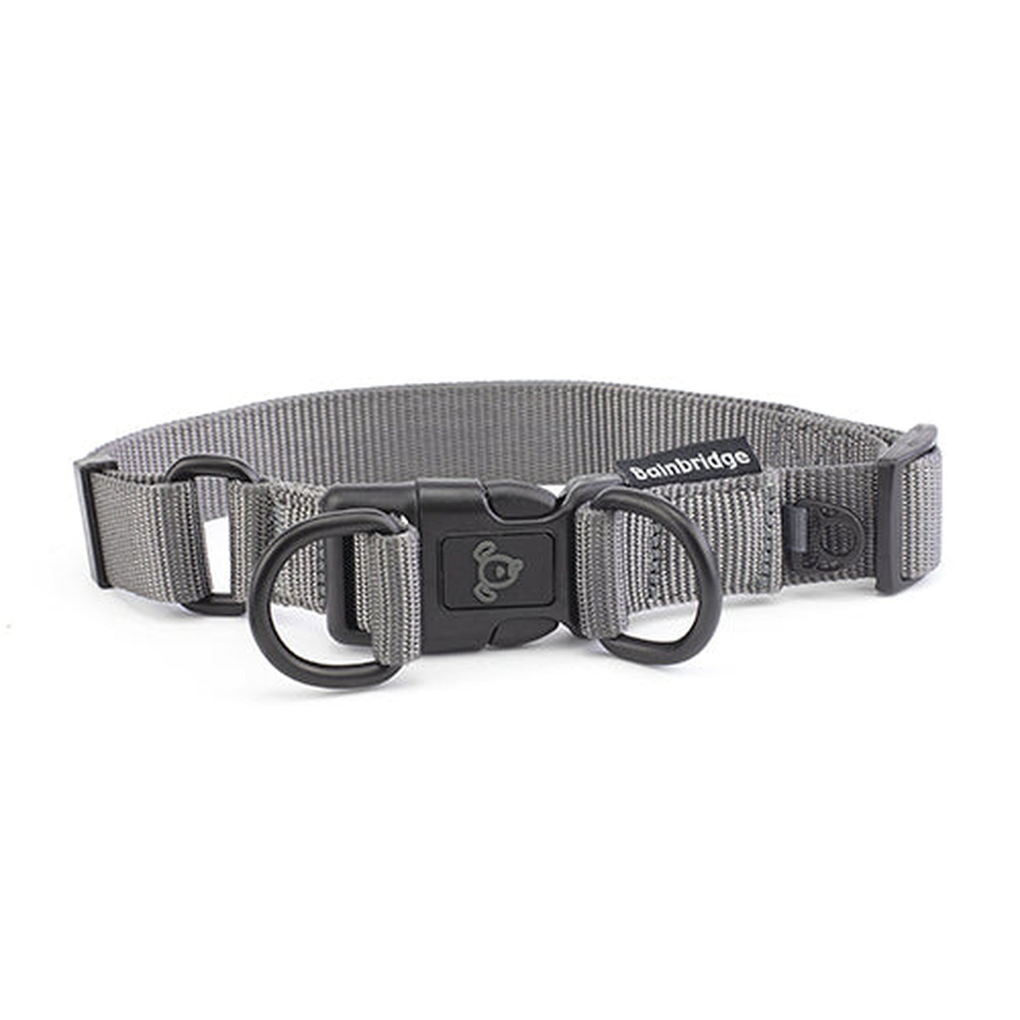 Nylon Double Ring Dog Collar Premium   Grey Animal Accessories Bainbridge Large  