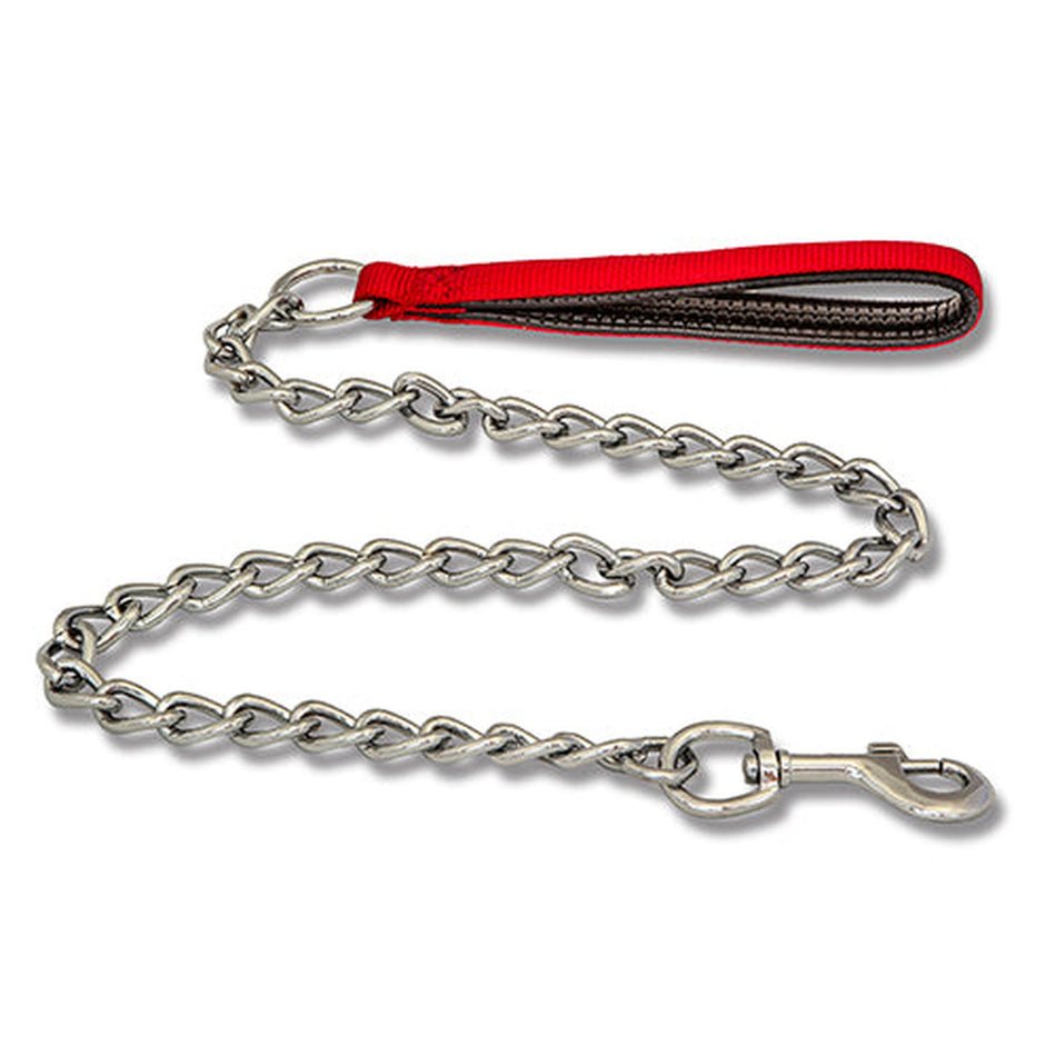 Dog Chain Lead with Padded Handle Animal Accessories Bainbridge Pty Ltd 3mm Red