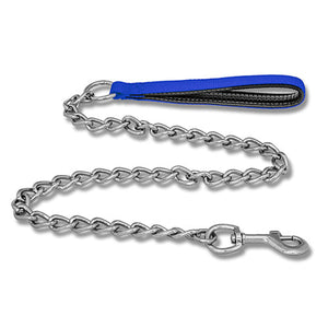 Dog Chain Lead with Padded Handle Animal Accessories Bainbridge Pty Ltd 4mm Blue