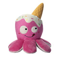 Pink plush toy with ice cream cone on a white background