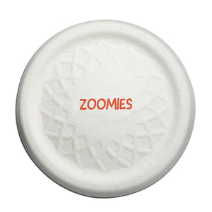 White dog toy with 'Zoomies' branding on a white background