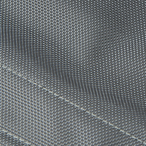 Close-up of gray woven fabric with a textured pattern