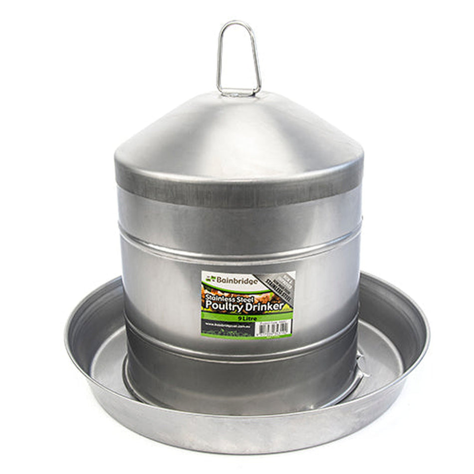 SS Poultry Drinker Animal Accessories Bainbridge Pty Ltd 9L