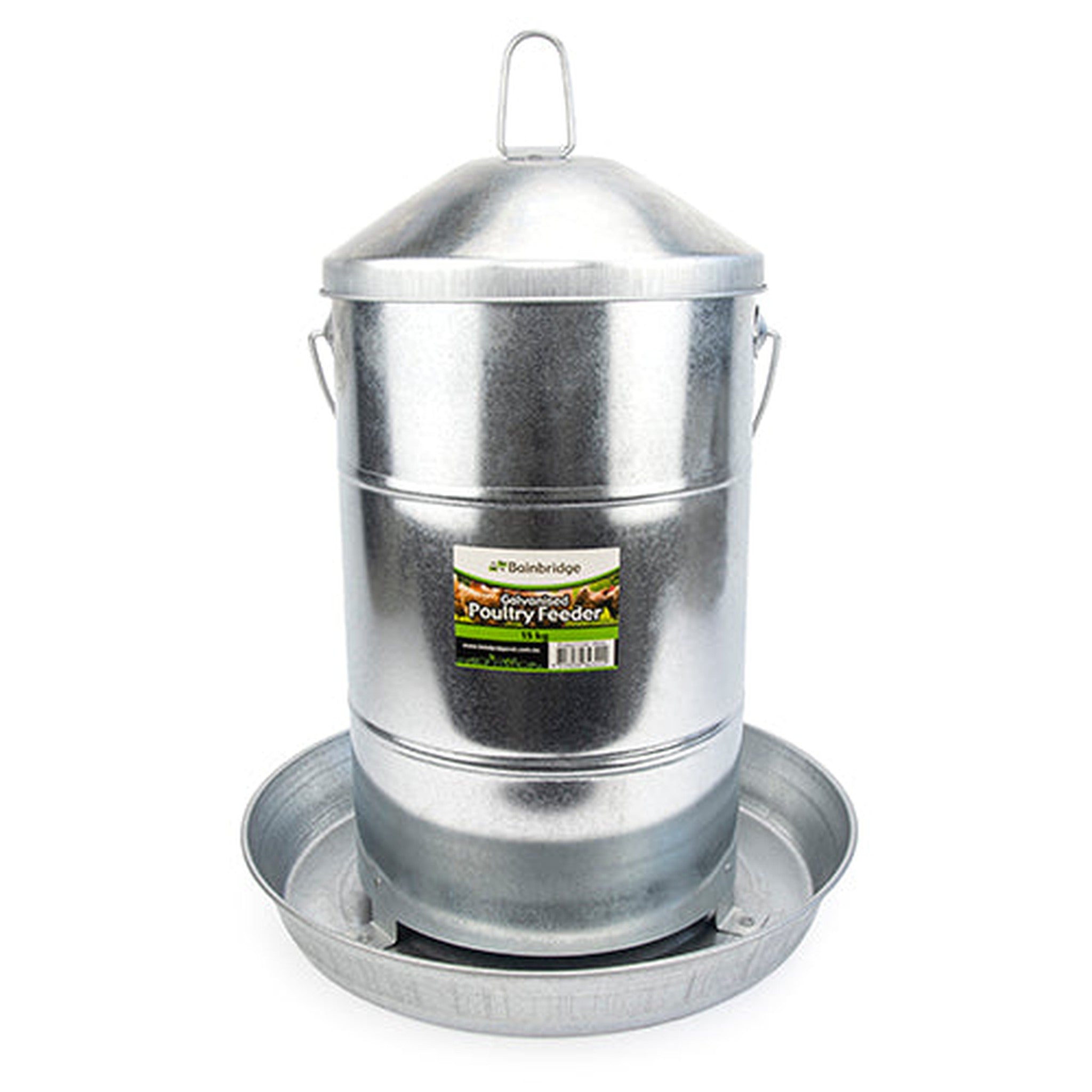 Galvanised Poultry Feeder Animal Accessories Bainbridge Pty Ltd 15kg