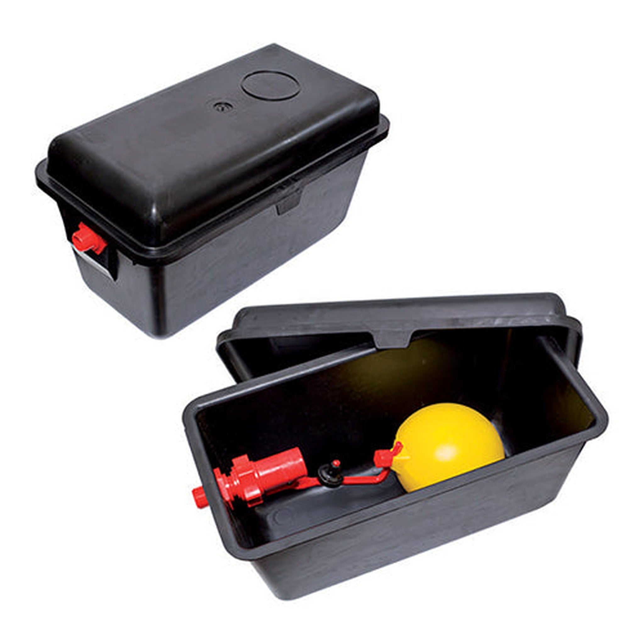 Water Tank with Cover and Ball Valve Animal Accessories Bainbridge Pty Ltd Black