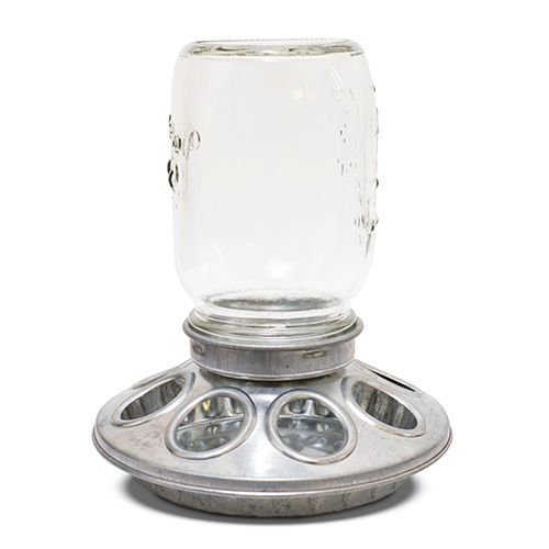 Galvanised Chick Feeder with Glass Mason Jar 1kg