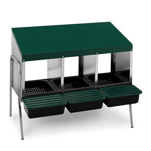 Nesting Box Metal Rollaway Battery Single Row, Single Sided with Legs Animal Accessories Bainbridge Pty Ltd 3 Hole
