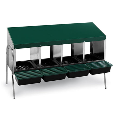 Nesting Box Metal Rollaway Single Row, Single Sided with Legs Animal Accessories Bainbridge 4 Hole  