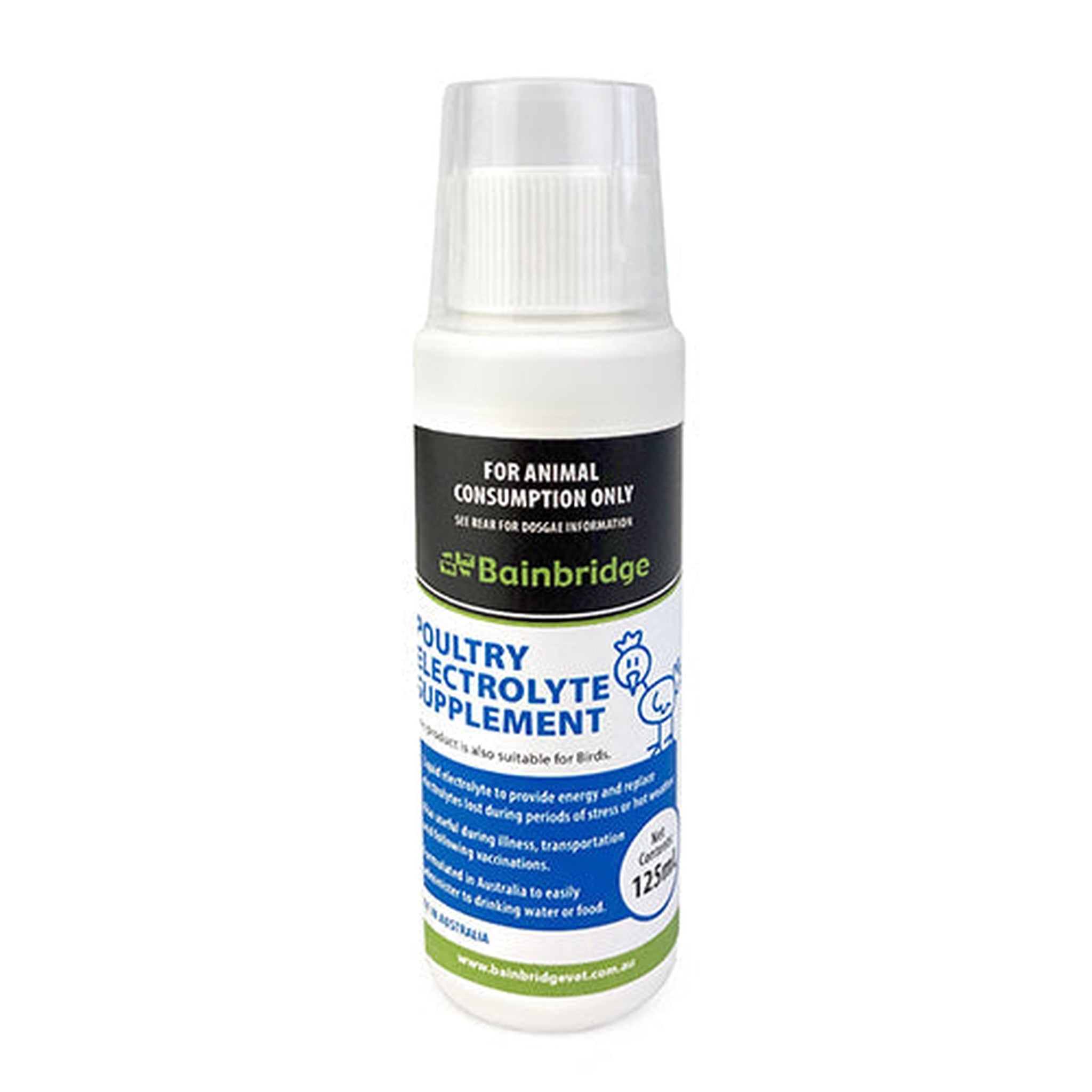 Poultry Electrolyte Supplement Supplementation Bainbridge Pty Ltd 125ml