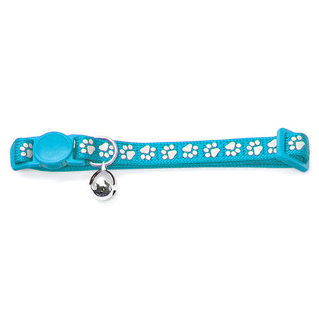 Cat Collar Reflective - Paw Print Animal Accessories Bainbridge Blue  