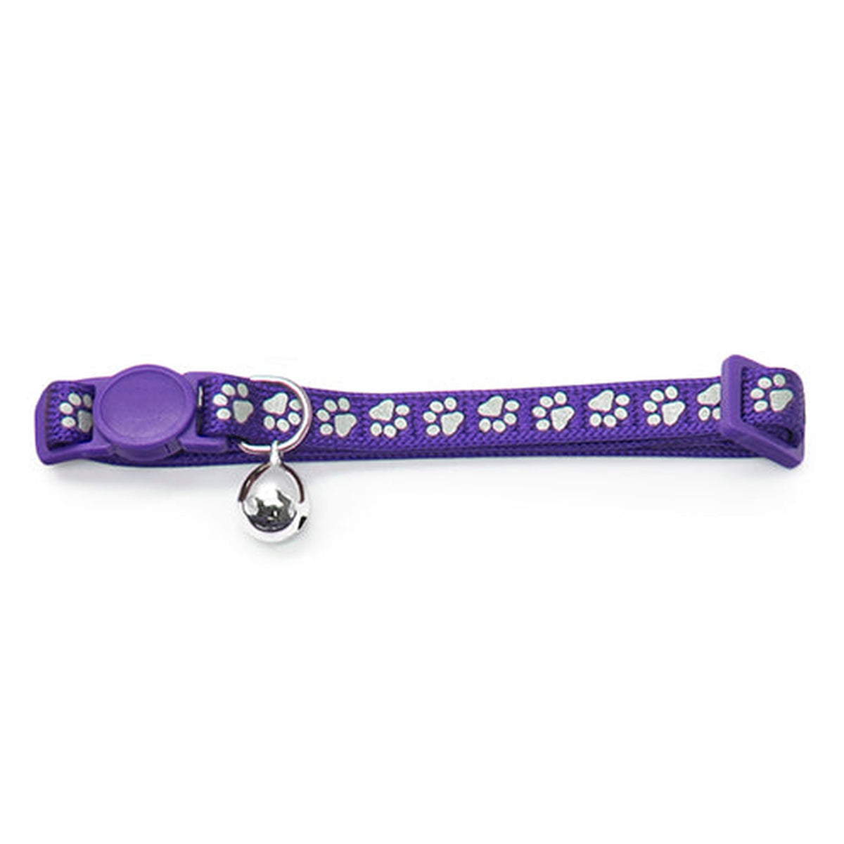 Cat Collar Reflective - Paw Print Animal Accessories Bainbridge Purple  