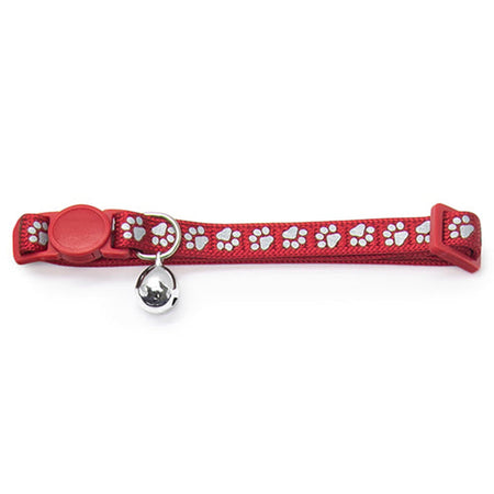 Cat Collar Reflective - Paw Print Animal Accessories Bainbridge Red  