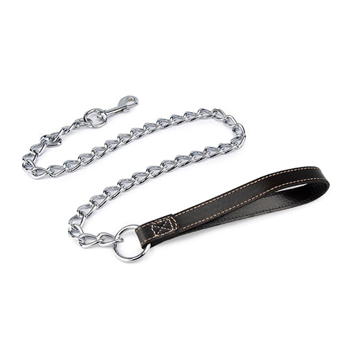 Chain Lead with Leather Handle Animal Accessories Bainbridge Default Title  