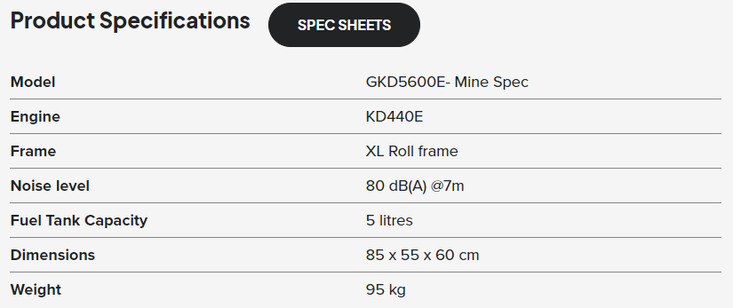 Mine Spec Diesel 6KVA Generator Power Genelite   