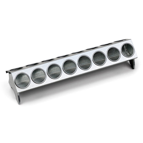 Galvanised Feed Trough with Holes Chicks - 16 Hole Animal Accessories Bainbridge Pty Ltd Default Title