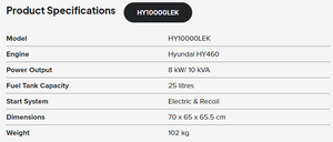 10KVA Hyundai Petrol Generator Power Genelite   