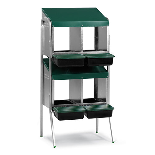 Nesting Box Metal Rollaway Battery Double Row, Single Sided with Legs Animal Accessories Bainbridge Pty Ltd 4 Hole
