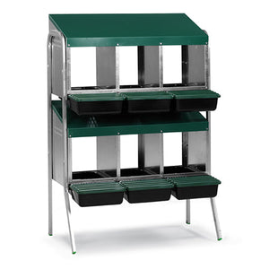 Nesting Box Metal Rollaway Battery Double Row, Single Sided with Legs Animal Accessories Bainbridge Pty Ltd 6 Hole