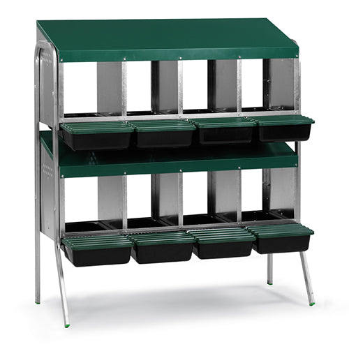 Nesting Box Metal Rollaway Battery Double Row, Single Sided with Legs Animal Accessories Bainbridge Pty Ltd 8 Hole