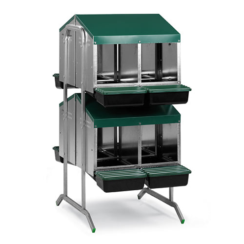 Nesting Box Metal Rollaway Battery Double Row, Double Sided with Legs Animal Accessories Bainbridge Pty Ltd 8 Hole