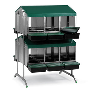 Nesting Box Metal Rollaway Battery Double Row, Double Sided with Legs Animal Accessories Bainbridge Pty Ltd 12 Hole