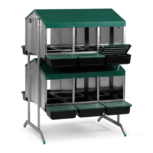 Nesting Box Metal Rollaway Battery Double Row, Double Sided with Legs Animal Accessories Bainbridge Pty Ltd 12 Hole