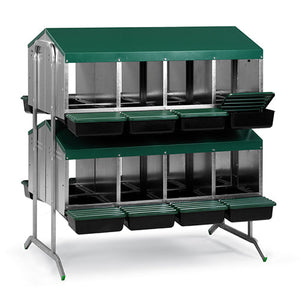 Nesting Box Metal Rollaway Battery Double Row, Double Sided with Legs Animal Accessories Bainbridge Pty Ltd 16 Hole