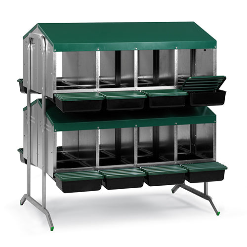 Nesting Box Metal Rollaway Battery Double Row, Double Sided with Legs Animal Accessories Bainbridge Pty Ltd 16 Hole
