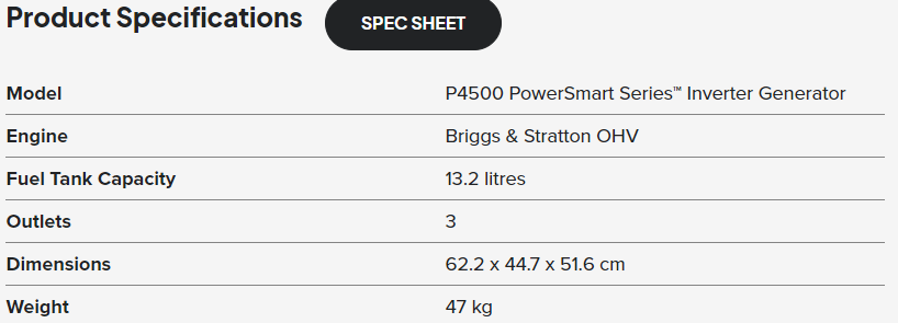 P4500 Powersmart Series Inverter Generator Power Genelite   