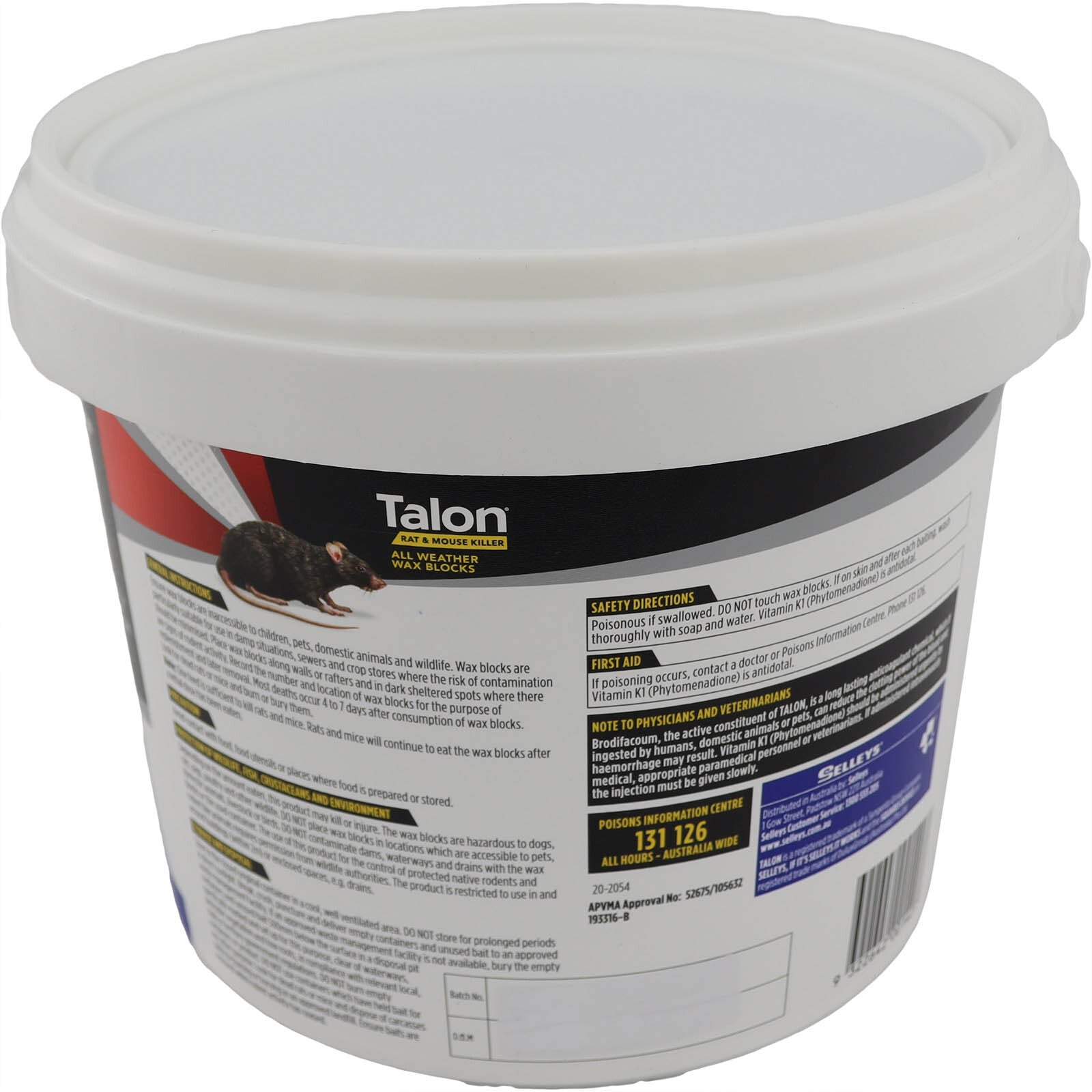 Talon rat and mouse killer container with label on a white background