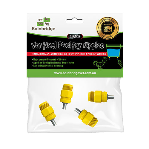Poultry Dropper Nipple (Display Pack with Hang Card) Animal Accessories Bainbridge Pty Ltd 4 Pack