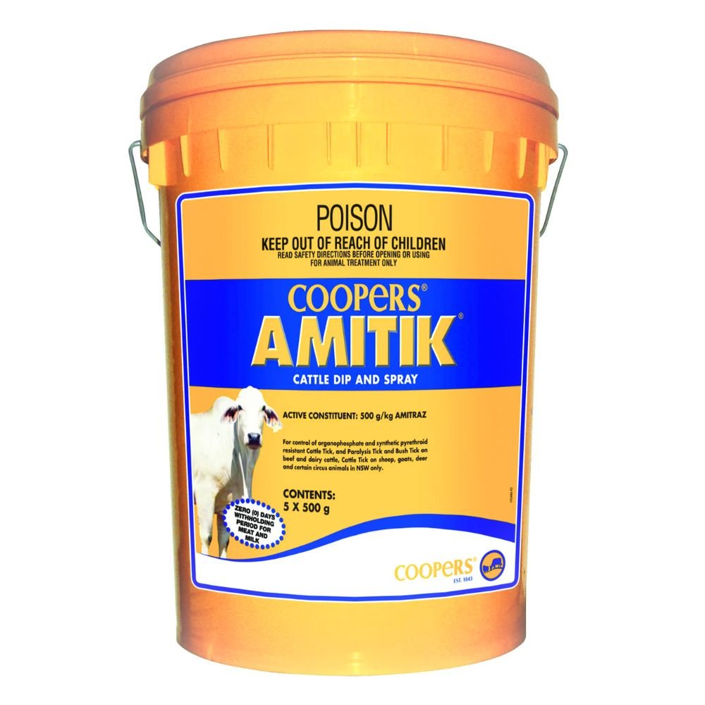 15225 - Animal Health - Amitik WP Cattle Dip & Spray Soluble Sachets 500g 5 Pk - Austral Ag
