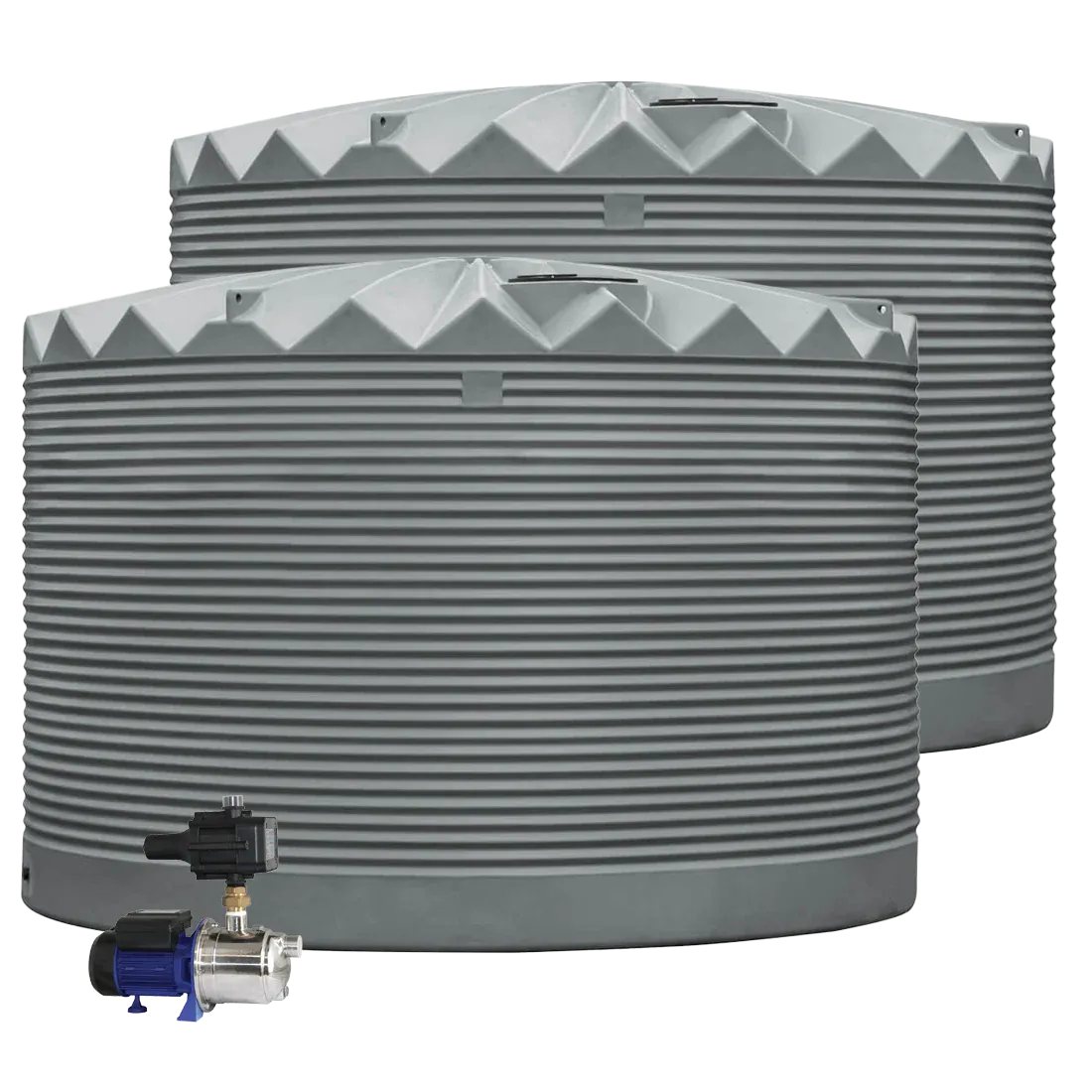 2 x 27,000L Rainwater Tanks + Pump Stormedge Blue (Blue Ridge™) RapidPlas Product from Austral Ag