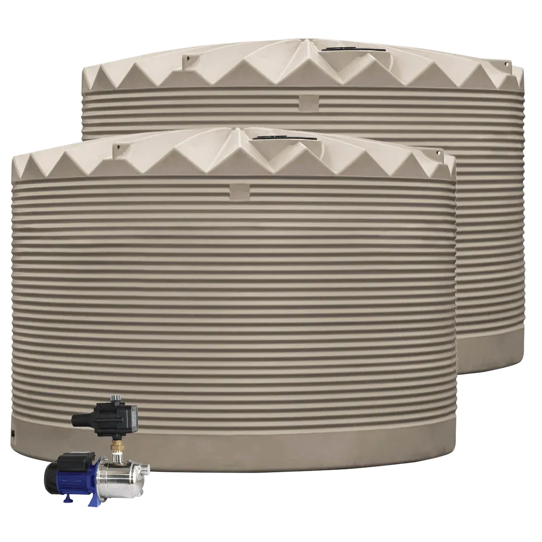 2 x 27,000L Rainwater Tanks + Pump Slate Grey (Woodland Grey™) RapidPlas Product from Austral Ag