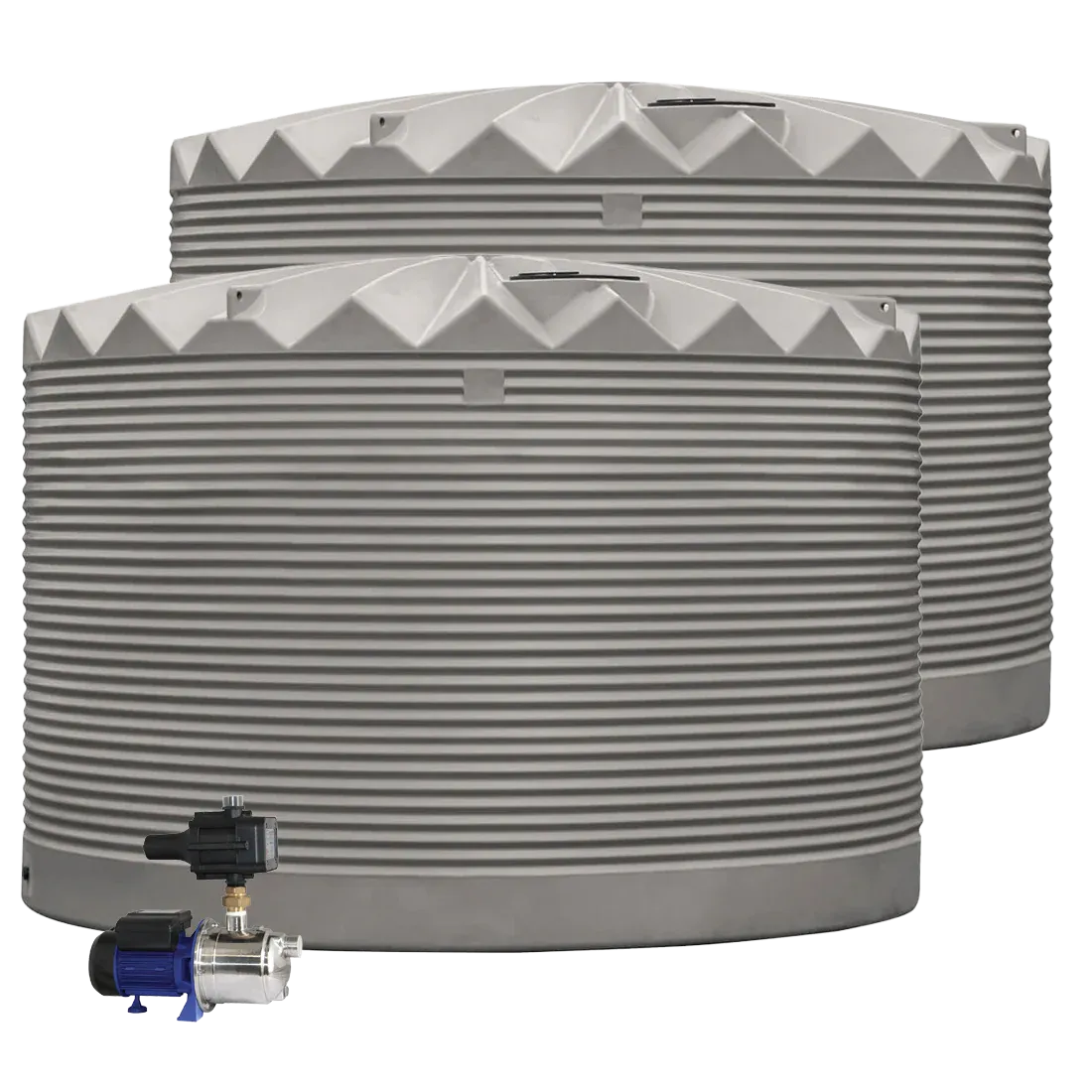 2 x 27,000L Rainwater Tanks + Pump Rivergum (Wilderness™) RapidPlas Product from Austral Ag