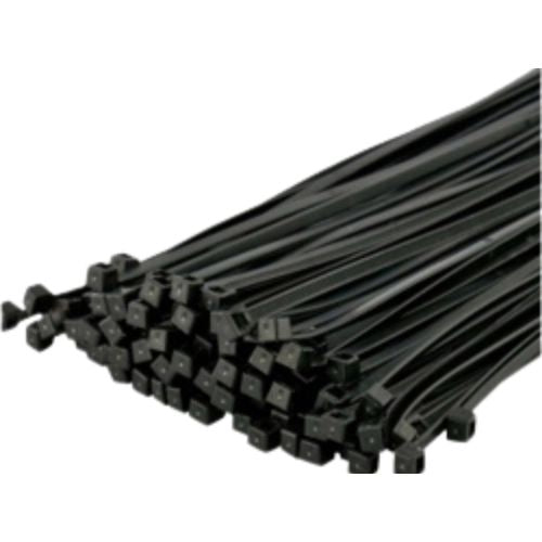Black cable ties on a white background