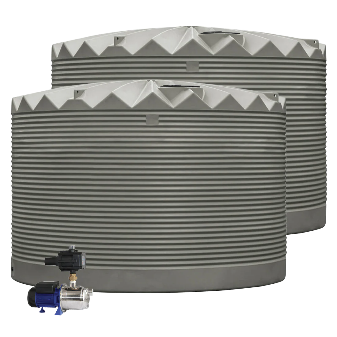 2 x 27,000L Rainwater Tanks + Pump Merino (Paperbark™) RapidPlas Product from Austral Ag