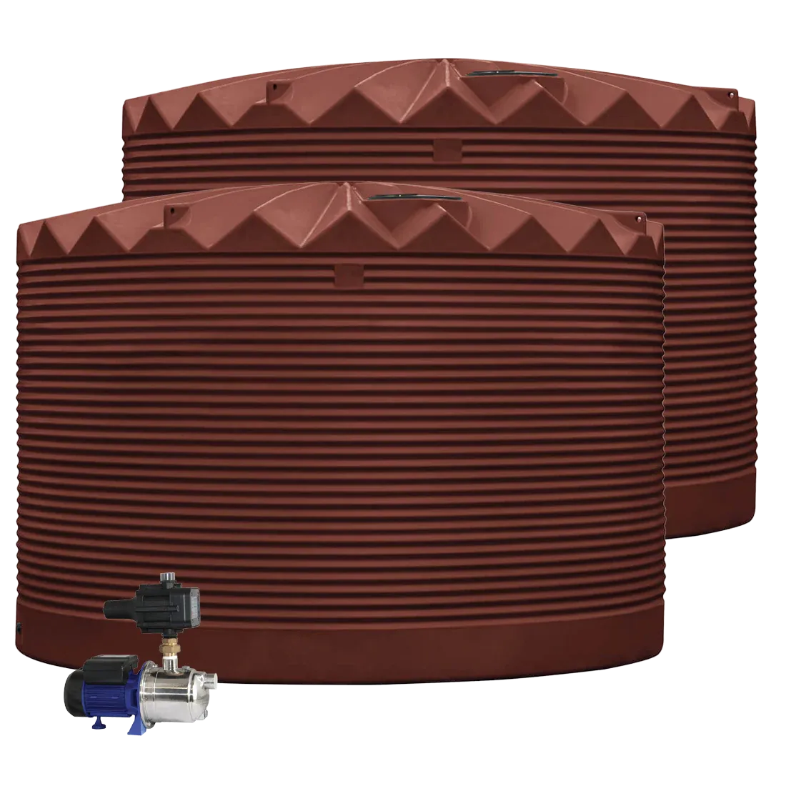 2 x 27,000L Rainwater Tanks + Pump Gull Grey (Shale Grey™) RapidPlas Product from Austral Ag