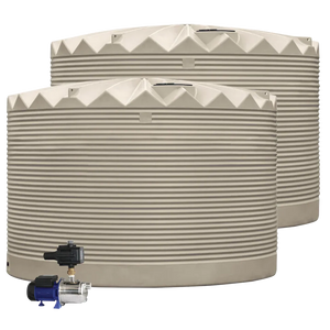 2 x 27,000L Rainwater Tanks + Pump Evening Haze (SummerShade™) RapidPlas Product from Austral Ag