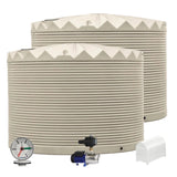 2 x 22,500L Rainwater Tanks + Pump + Pump Cover + Dial Gauge