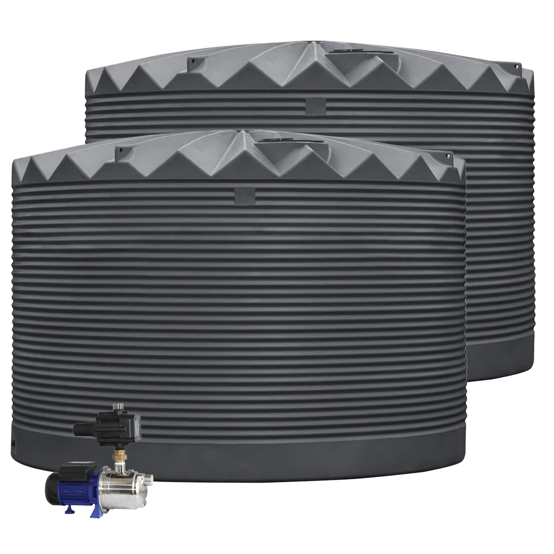 2 x 27,000L Rainwater Tanks + Pump Earthtone (Bushland™) RapidPlas Product from Austral Ag