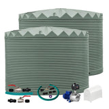 2 x 22,500L Rainwater Tanks + Pump + Pump Cover + Joiner Kit + Connection Kit