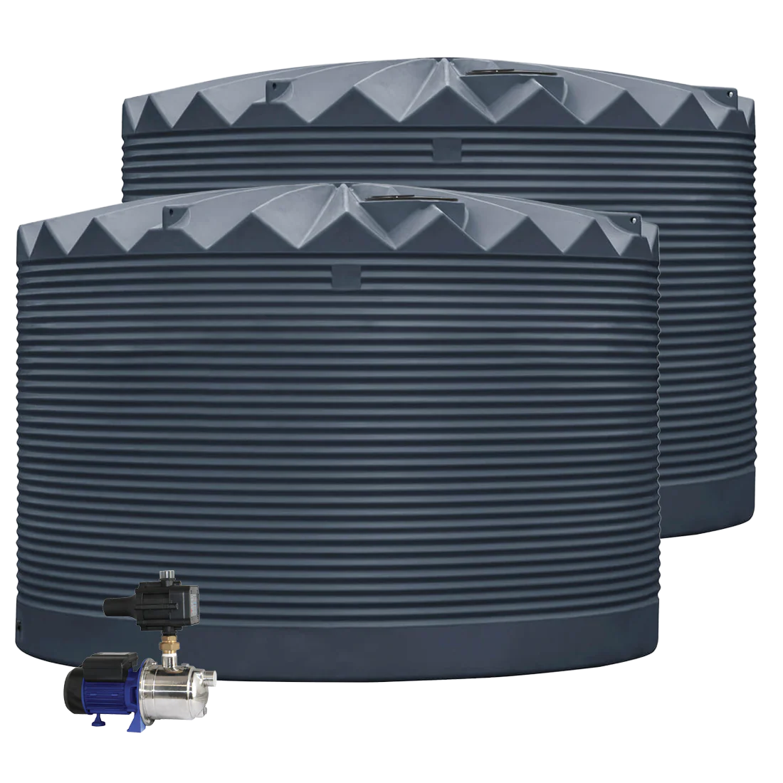 2 x 27,000L Rainwater Tanks + Pump Black (NightSky™) RapidPlas Product from Austral Ag