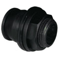 Black plastic fitting on a white background