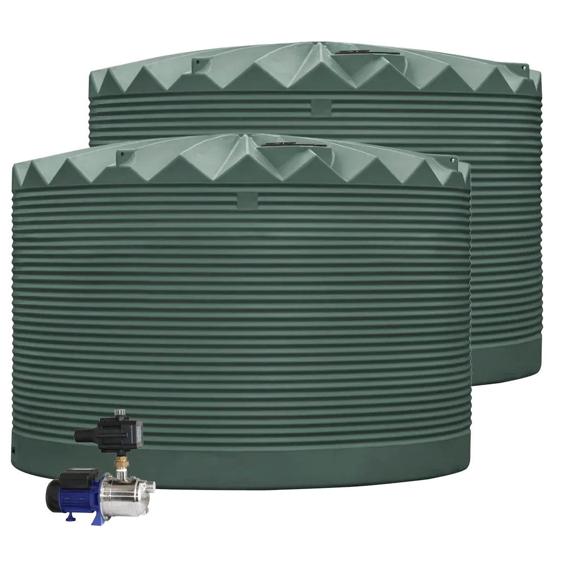 2 x 27,000L Rainwater Tanks + Pump Birch Grey (Dune™) RapidPlas Product from Austral Ag